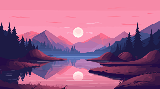 2d vector flat illustration pink landscape
