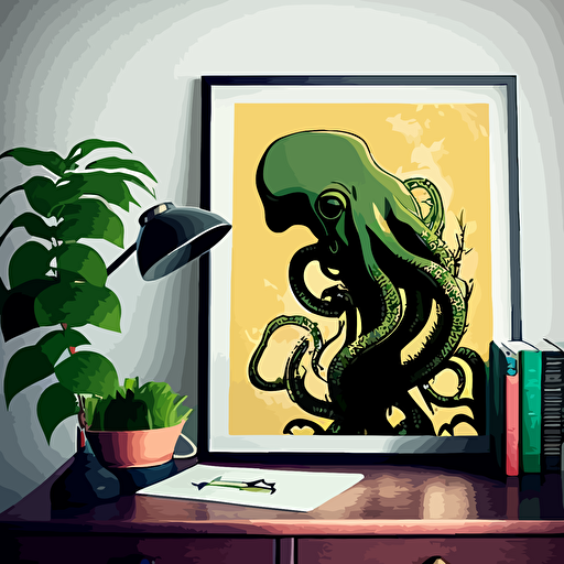 mid century modern monster octopus vector art