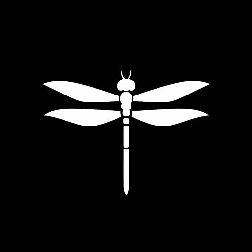 dragonfly logo black white simple flattened vector