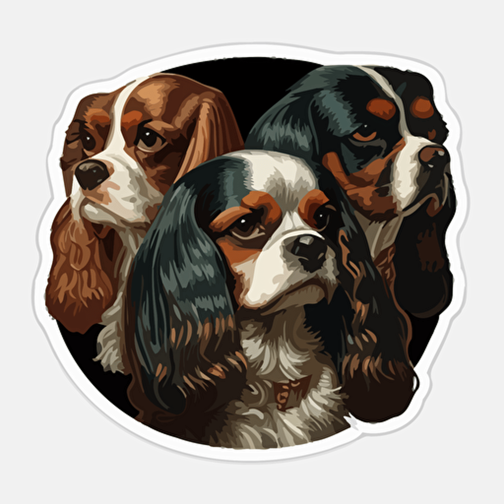 4 cavaliers vector art sticker