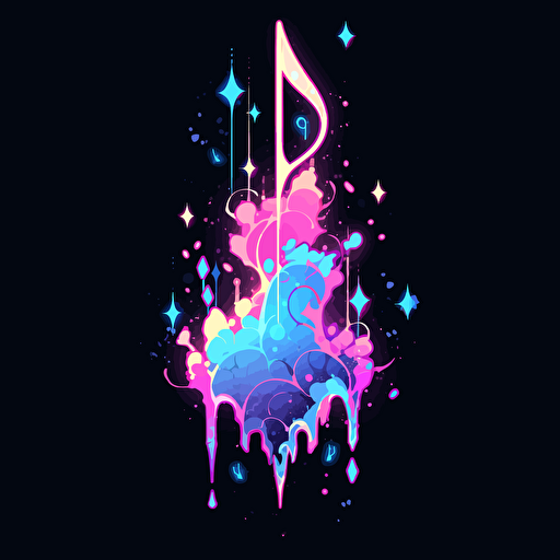A Musical Note icon, showcasing vibrant and vivid neon colors that create a striking and energetic design, vector illustration,