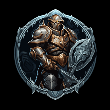 una armadura plateada de caballero medieval, vector, estilo league of legends, icon, rayos magicos