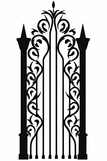 vector illustration of one black fence motif on a white background, isolated on white background, vector flat design