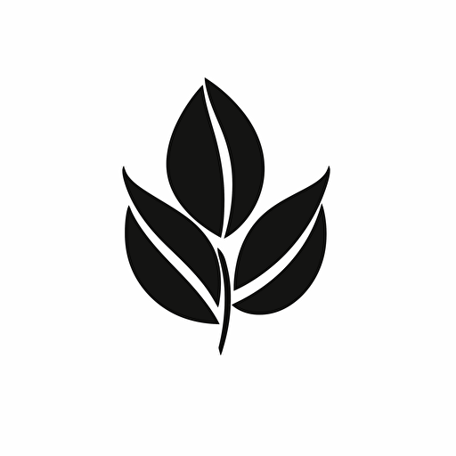 Logo of a leaf, minimalist icon, vector, black on white background