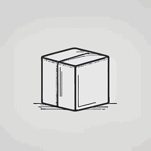 minimal line Logo of a Box, Vector, Simple, transparent, black and white, sketchy, cartoony