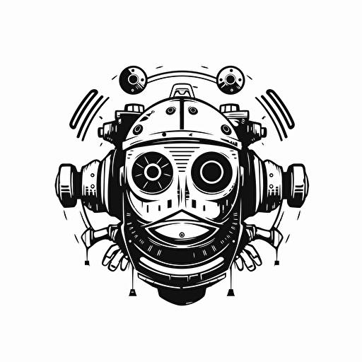 robotics logo design. vector, black and white