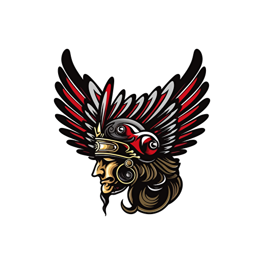 vector logo image Polish hussars helmet with wings