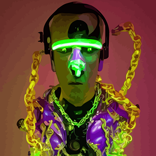 body neon porcelain baroque cyberpunk style sculpture muscular handsome prince half robot wearing retro shades ruptured battery leaking glowing neon radioactive liquid electric sparks glowing violet laser beam eyes crown giant diamonds gold chain steampunk necklace flowing purple satin luminescent fabrics mechanical roses baroque steampunk elements length view baroque element intricate artwork caravaggio trending artstation octane render cinematic lighting right hyper realism octane render 8k depth field 3d