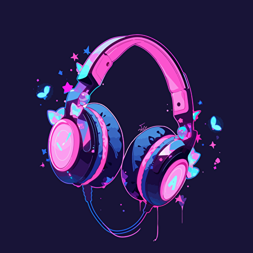 A neon-colored headphone icon, showcasing vibrant and vivid neon colors that create a striking and energetic design, vector illustration,