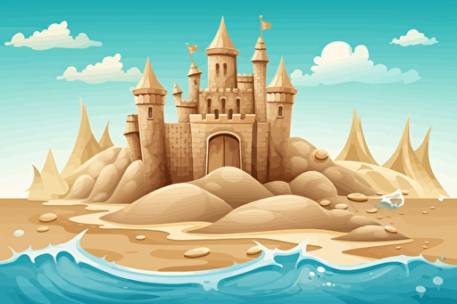 Sandcastle on the blue sea in summertime vector