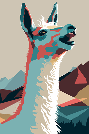 a lama sticking out its tongue, minimalistic, vector art,