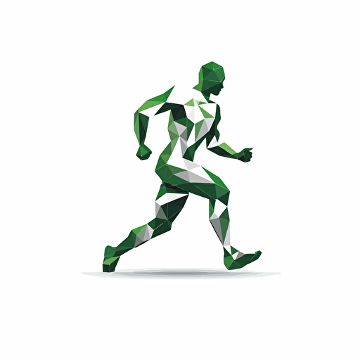 simple vector art logo, stylized design, a body that is working out, green and white colors, with shadows, pure white background, modern
