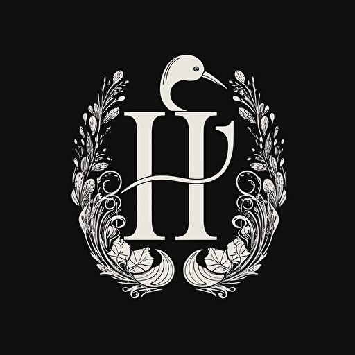 company name “H”, logo, vector, simple, black and white.