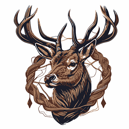 vector logo of a wide roped deer head, white background