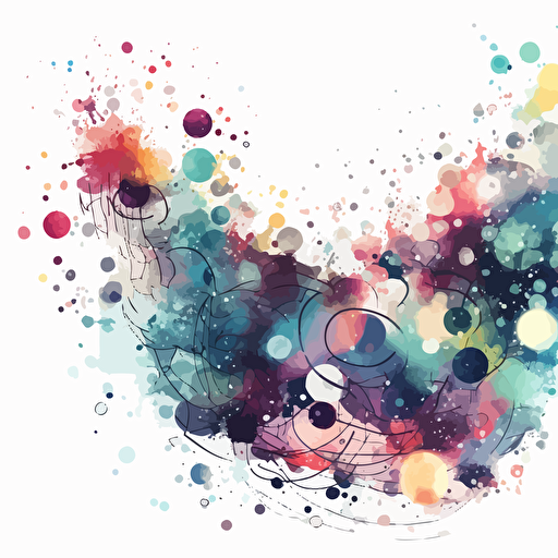 minimalistic, galaxies, stars, randomly distributed whimsical vector digital painting, white background