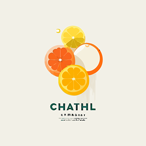 circle logo, clean logo, waterfall, lemons, grapefruits, 4h, hd, vectoriel, ultra minimalist