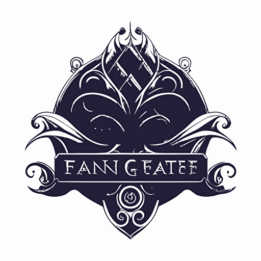 logo for a fantasy table top games shop, vector, plain white background, art noveau