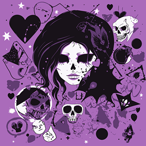 vectorheart aesthetic, emo, punk, goth, egirl aesthetic, black purple white colors, wallpaper,