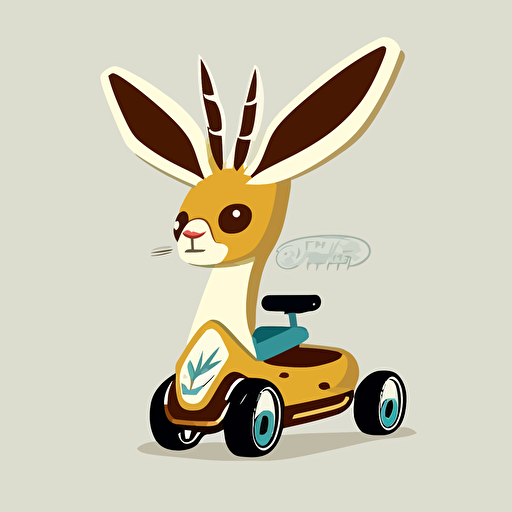adorable jackalope on a tricycle, head on perspective, vector logo, vector art, emblem, simple cartoon, 2d, no text, white background