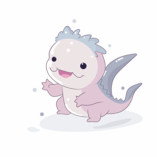 axolotl waving, cute, simple, vector style, pastel colors, simplified, sticker, white background
