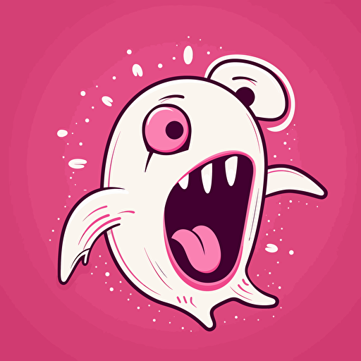 a critter with a very large floppy pink tongue simplistic vector art, linear illustrations, flat illustrations, pop art cartoonish illustration, comic strip style