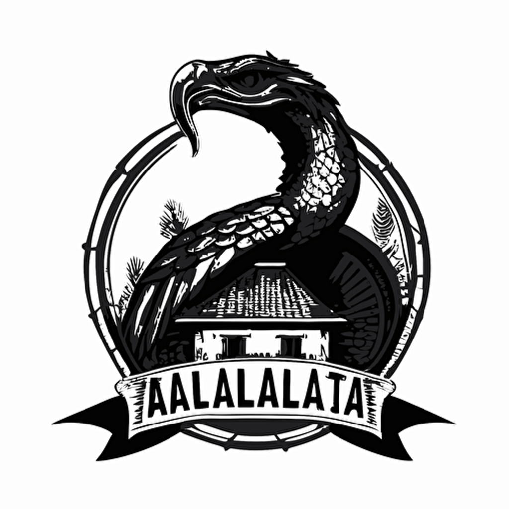 modern iconic logo of house roof and mexican agila with snake black vector, on whit backgroynd