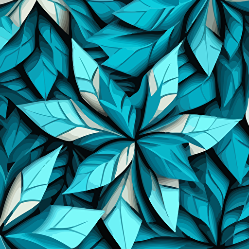 Seamless geometrical floral pattern consists of leafs and flowers. Vector stylized illustrations. harmonious bright blue color palette. geometrical