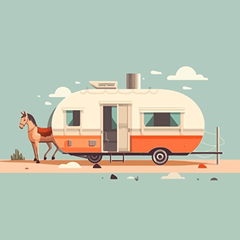 simple flat vector illuastration of a caravan