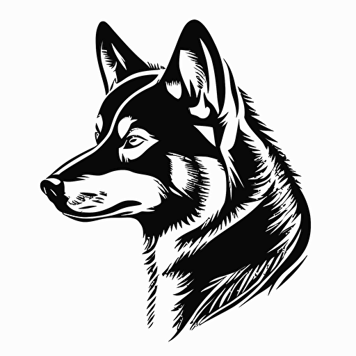 simple mascot iconic logo of an Alaskan husky for a dog sled expedition, black vector on a white background