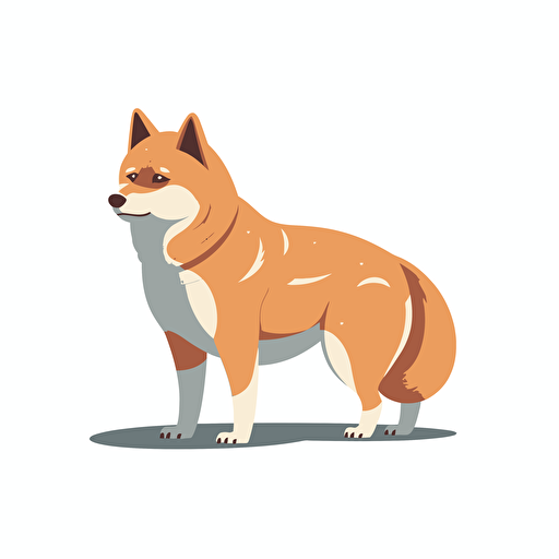 flat 2d vector, Shiba Inu wearing in anime style, 2/3 left side profile shot, Vector illustration, white background
