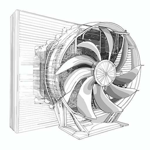 digital line vector drawing of cooling fan