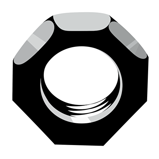 a basic 6 sided pal nut fastener. black and white. symmetrical. silohette. vector clipart