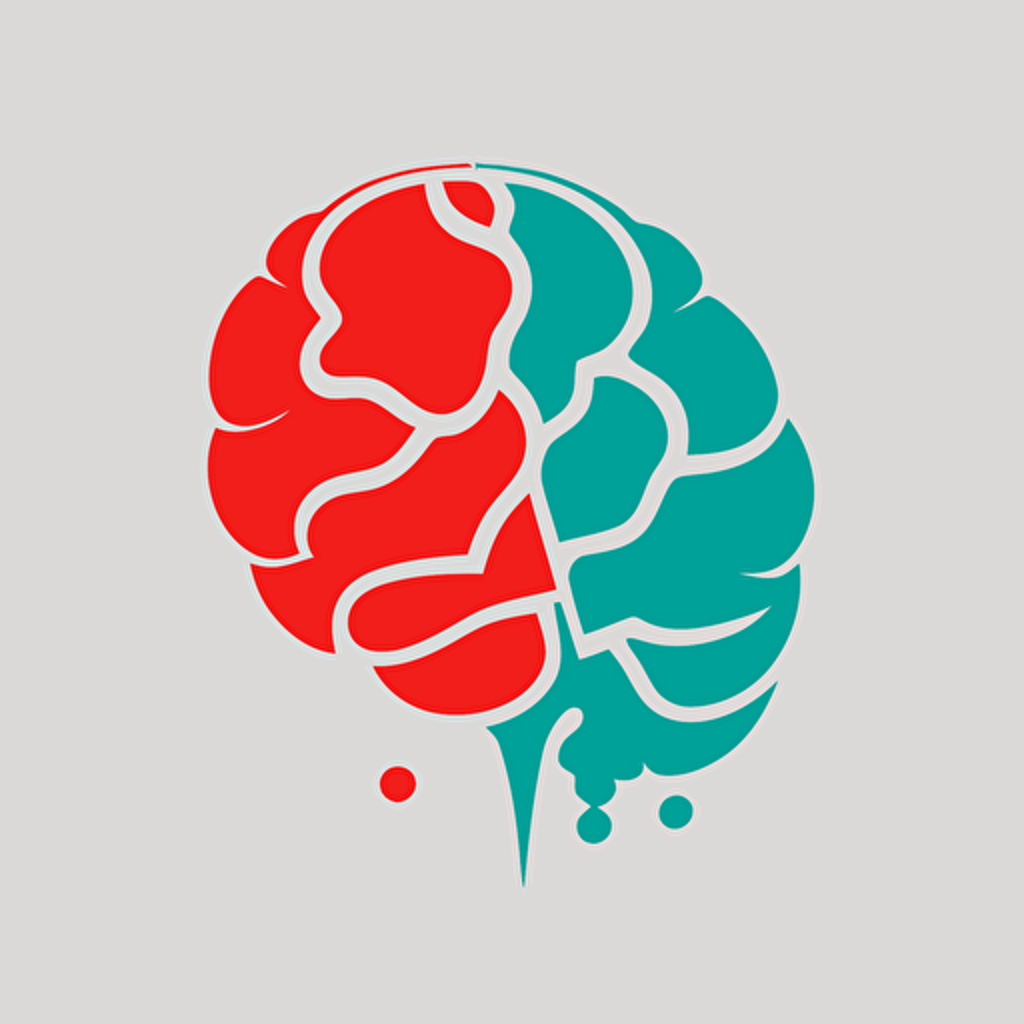 vector logo of a brain, flat design, svg, minimal, red green blue