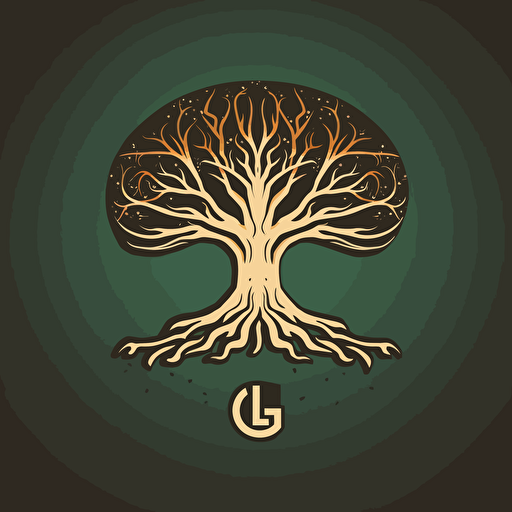 Iggdrasil in high-detail stylized vector logo streamlined design, majestic, minimalist