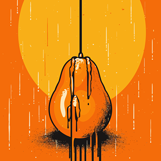 simple painting of a delicious orange, melting away into the scene, simple form background, leave a lot of negative space, liquid, vector, desaturated colour drips, graffiti, artificial, highres