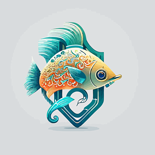 a vector image for a cyber security company. The logo should incorporate a hook and a fish along with a padblock. make it simple as possible while incorporating the elements.