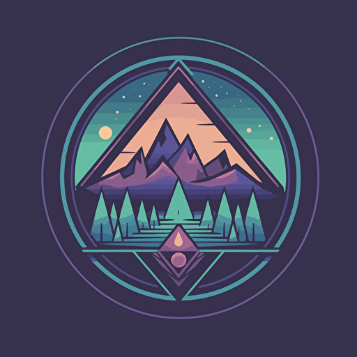 logo design, flat 2d vector logo of frodo, muted purple and blue colors, 80s, lord-of-the-rings-inspired