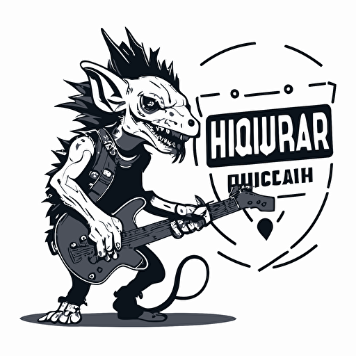 punk rock chupacabra, vector logo, vector art, emblem, simple cartoon, 2d, no text, white background