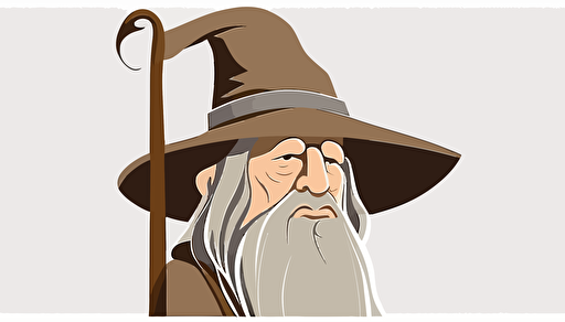 Cute Gandalf cartoon vector on white profile and face