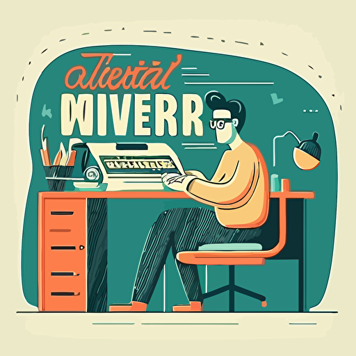 vector ilustration of copywriter writing text
