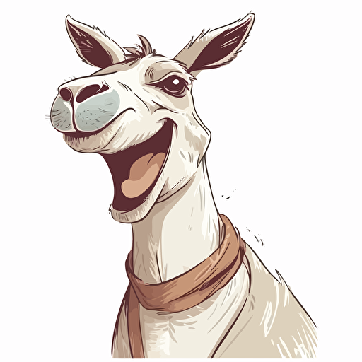 lama with long neck smiling with big teeth. vector. white backgroung