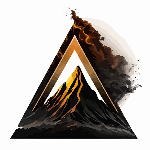 vector logo in V being with a triangle, without background, company, black and gold, volcano edit