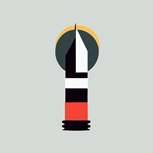 flat vector style bauhaus logo of a paintbrush that is also a lighthouse, geometric, super simple, gestalt theory, simplified (fast)