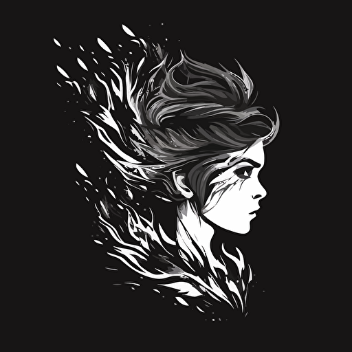 black & white vector flame avatar logo