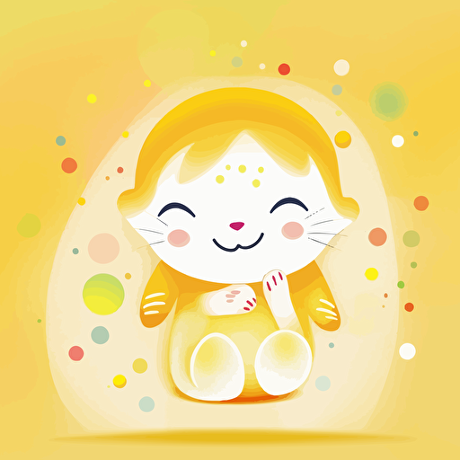 multicolor child illustration, big, vector, background white, cat, littlr cat, light yellow, smile, happy, joy, child 6144x6144