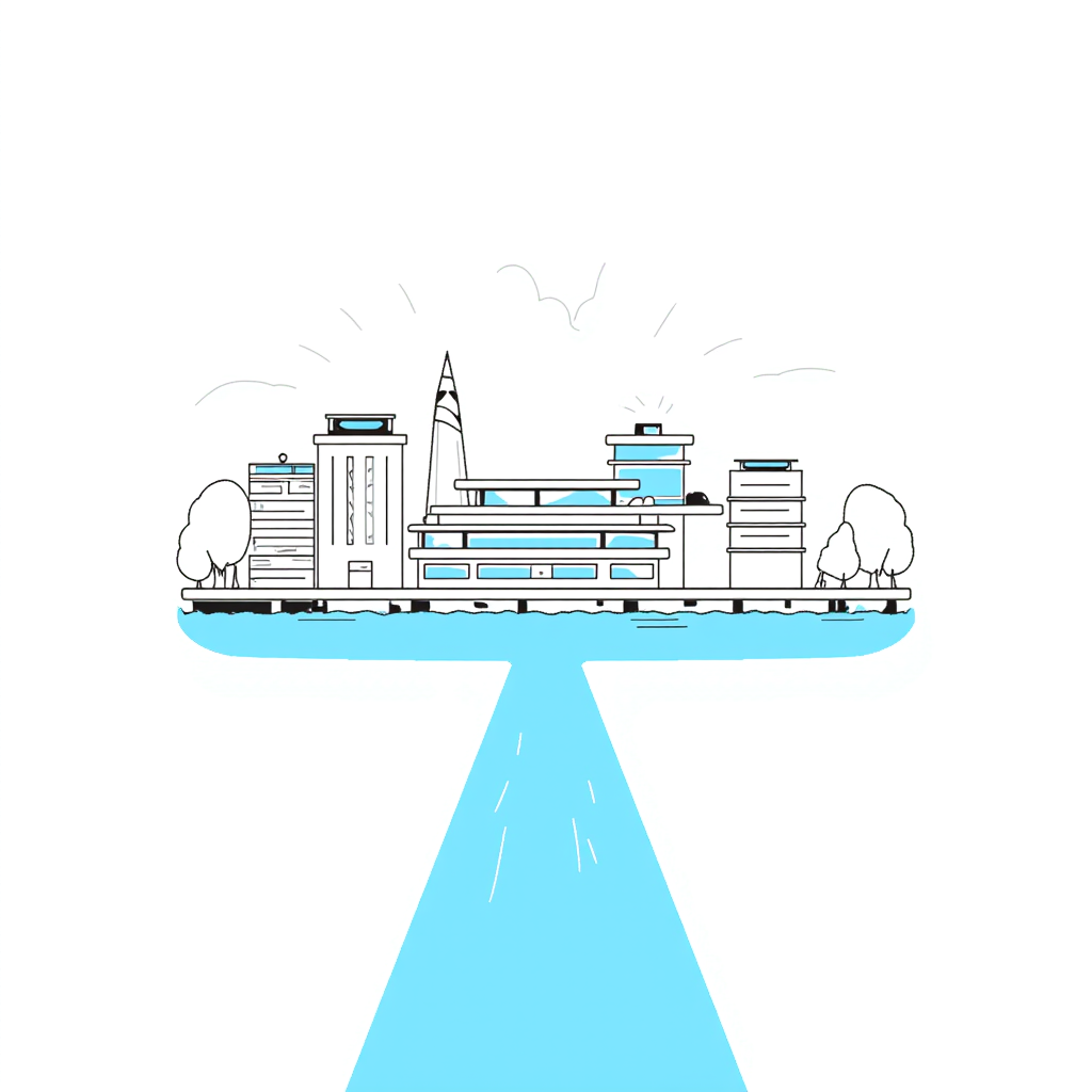 a cityscape with a river