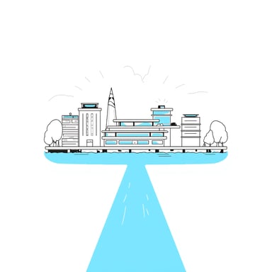 a cityscape with a river