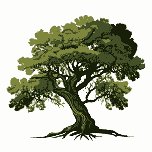 a vector illustration of an oaktree. it has to be very simple and can only consist of 4 colors.
