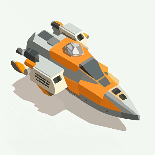 space ship from the Star Trek universe, top down, isometric, orange and grey, no background, isolated, minimalistic, vector