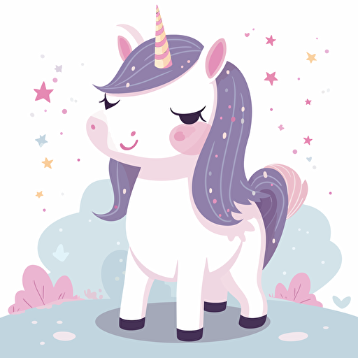 cute unicorn cartoon in flat vector
